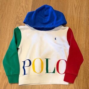 Ralph Lauren White Multicolor POLO Hooded Sweatshirt for Kids